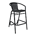 Flash Furniture Lila Commercial Grade Indoor-Outdoor PE Rattan Restaurant Barstool with Aluminum Frame and Footrest, Black 1 thumbnail image