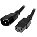 StarTech.com 3ft (1m) Heavy Duty Extension Cord, IEC C14 to IEC C13 Black Extension Cord, 15A 125V, 14AWG, Heavy Gauge Power Cable