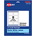 Avery® Permanent Labels With Sure Feed®, 94238-WMP100, Rectangle, 2" x 3-1/2", White, Pack Of 800