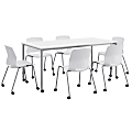 KFI Studios Dailey Table Set With 6 Caster Chairs, White/Gray Table/White Chairs