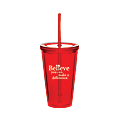 Believe Twist-Top Tumbler, "Believe Difference", 16 Oz, 6.25"H x 4"W x 2.5"D, Red