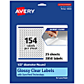 Avery® Glossy Permanent Labels With Sure Feed®, 94503-CGF25, Round, 1/2" Diameter, Clear, Pack Of 3,850