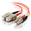 C2G 8m LC-SC 50/125 OM2 Duplex Multimode PVC Fiber Optic Cable (USA-Made) - Orange