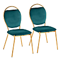LumiSource Keyhole Contemporary Dining Chairs, Gold/Green, Set Of 2 Chairs 1 thumbnail image