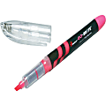 SKILCRAFT go-brite Liquid Highlighters, Chisel Point, Clear Barrel, Fluorescent Pink Ink, Box Of 6 Highlighters