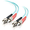 C2G-2m ST-ST 10Gb 50/125 OM3 Duplex Multimode PVC Fiber Optic Cable (LSZH) - Aqua - Fiber Optic for Network Device - ST Male - ST Male - 10Gb - 50/125 - Duplex Multimode - OM3 - 10GBase-SR, 10GBase-LRM - LSZH - 2m - Aqua"