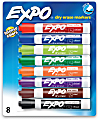 EXPO® Low-Odor Dry-Erase Markers, Chisel Point, Assorted Intense Colors, Pack Of 8