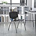Flash Furniture HERCULES Series Plastic Stack Chair With Titanium Frame, Black/Gray 1 thumbnail image