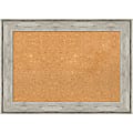 Amanti Art Rectangular Non-Magnetic Cork Bulletin Board, Natural, 29” x 21”, Crackled Metallic Plastic Frame
