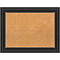 Amanti Art Non-Magnetic Cork Bulletin Board, 34" x 26", Natural, Ridge Black Plastic Frame