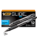 BIC® Glide Bold Ballpoint Pens, Bold Point, 1.6 mm, Translucent Barrel, Black Ink, Pack Of 12 Pens