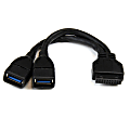 StarTech.com 2 Port Internal USB 3.0 Motherboard Header Adapter Cable - USB for Card Reader, Hard Drive, Motherboard - 6" - 1 Pack - 2 x Type A Female USB - 1 x IDC Female USB Header - Nickel-plated Connectors - Black 1 thumbnail image