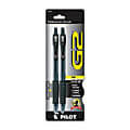 Pilot G2 Retractable Gel Pens, Fine Point, 0.7 mm, Translucent Barrel, Black Ink, Pack Of 2 Pens