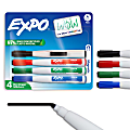 EXPO® Magnetic Dry Erase Markers With Eraser, Fine Tip, Assorted Ink Colors, Pack Of 4 1 thumbnail image