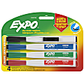EXPO® Magnetic Dry Erase Markers With Eraser, Fine Tip, Assorted Ink Colors, Pack Of 4
