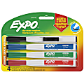 EXPO® Magnetic Dry Erase Markers With Eraser, Fine Tip, Assorted Ink Colors, Pack Of 4 1 thumbnail image