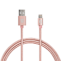 iHome Aluminum Lightning Cable With Nylon Cord, 6', Rose Gold, IH-CT1066AR 1 thumbnail image