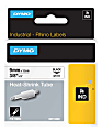 DYMO® Rhino Heat Shrink Tubes Industrial Label Tape, 0.37" x 5 ft, White/Black Print 1 thumbnail image