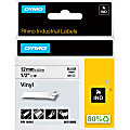 Dymo Rhino Industrial Vinyl Labels, 1/2" x 18-1/16', White/Black