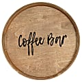 Elegant Designs Decorative Round Serving Tray, 1-11/16”H x 13-3/4”W x 13-3/4”D, Natural Coffee Bar 1 thumbnail image