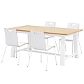 KFI Studios Midtown Dining Table With 4 Chairs, Natural/White Table, White Chairs