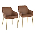 LumiSource Daniella Contemporary Dining Chairs, Camel/Gold, Set Of 2 Chairs