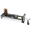 Mind Reader Axel Metal Desk Organizer With 3-Port USB Charging Station, 3 3/4"H x 22 1/16"W x 5 1/8"D, Black 1 thumbnail image