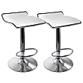 Elama Tufted Faux Leather Adjustable Bar Stools, Low Back, White/Chrome, Set Of 2 Stools 1 thumbnail image