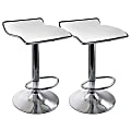 Elama Tufted Faux Leather Adjustable Bar Stools, Low Back, White/Chrome, Set Of 2 Stools