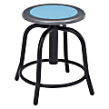 National Public Seating® 18” - 24” Height Adjustable Swivel Stool, Blueberry Steel Seat, Black Frame