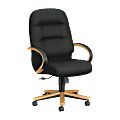 HON® 2191 Series Pillow Soft Executive High-Back Swivel Chair, 46 1/2"H x 26 1/4"W x 29 3/4"D, Harvest Frame, Black Fabric