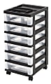 Iris® Mini 6-Drawer Rolling Plastic Storage Cart, 26 7/16"H x 12 1/8"W x 14 5/16"D, Clear/Black 1 thumbnail image