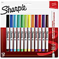 Sharpie® Permanent Ultra-Fine Point Markers, Assorted Colors, Pack Of 12 Markers