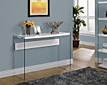 Monarch Specialties Console Table With Glass Base, Rectangle, Glossy White 1 thumbnail image