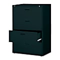 Lorell® 30"W Lateral 4-Drawer File Cabinet, Metal, Black