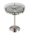 Adesso® Floating Time Clock Table, 22"H x 17"W x 17"D, Clear Top/Satin Steel Base