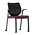 HON® Nucleus® Side Chair, With Arms And Casters, 37 1/8"H x 27"W x 26 1/4"D, Wine Fabric