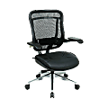 Office Star™ Space 818A Executive Matrex Mesh Back And Leather Chair, 45 3/4"H x 27 3/4"W x 28 1/2"D, Chrome Frame, Black Leather