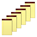 TOPS™ Docket Gold™ Premium Writing Pads, 5" x 8", Jr. Legal Rule, Canary, 50 Sheets Per Pad, Pack Of 6 Pads