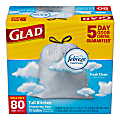 Glad® Tall Kitchen OdorShield® Trash Bags, 13 Gallons, Fresh Clean Scent, White, Pack Of 80 1 thumbnail image