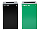 Alpine Industries Stainless-Steel Open Top Compost And Trash Can Set, 29 Gallons, 30”H x 16-15/16”W x 16-15/16”D, Black/Green - ALP4450BLKKIT13 1 thumbnail image
