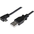 StarTech.com 1m 3ft Right Angle Micro-USB Charge-and-Sync Cable M/M - USB 2.0 A to Micro-USB - 30/24 AWG - First End: 1 x Type A Male USB - Second End: 1 x Type B Male Micro USB - 60 MB/s - Shielding - Nickel Plated Connector - Black