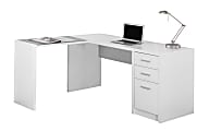 Monarch Specialties Corner Computer Desk With 3 Drawers, 60"W x 55"D, White