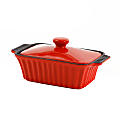 Crock-Pot Denhoff Non-Stick Ribbed Casserole Dish, 8-1/2", Red