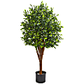 Nearly Natural 4'H UV-Resistant Eucalyptus Artificial Tree, 48"H x 20"W x 18"D, Black/Green