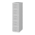 Lorell® Fortress 26-1/2"D Vertical 5-Drawer Letter-Size File Cabinet, Metal, Light Gray