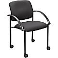 Lorell® Mobile Stacking Guest Chair With Arms, Black, 2 Per Set