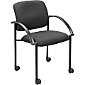 Lorell® Mobile Stacking Guest Chair With Arms, Black, 2 Per Set 1 thumbnail image