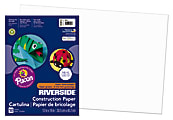Riverside® Groundwood Construction Paper, 100% Recycled, 12" x 18", White, Pack Of 50