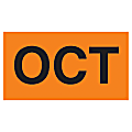 Tape Logic® Permanent Inventory Label Roll, DL6882, Month-Style, "OCT," 6" x 3", Orange, Roll Of 500